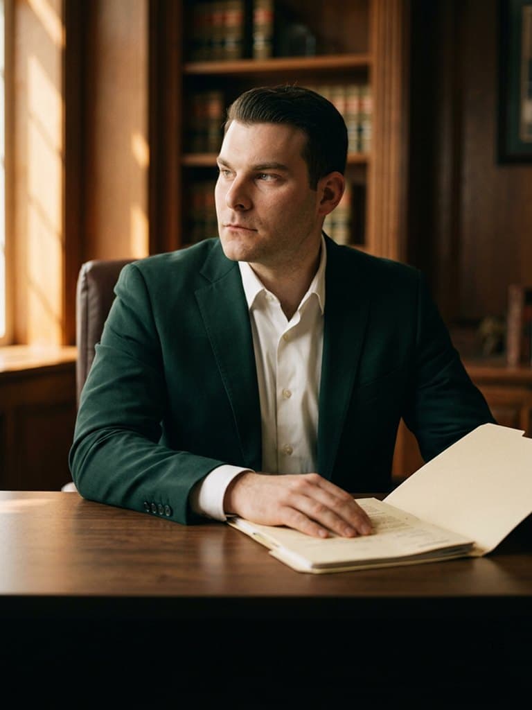 Stephen A Weisberg reviewing a client case file at his desk
