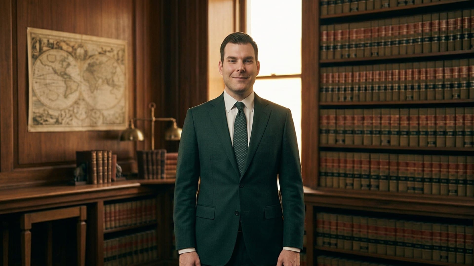 Stephen A Weisberg, tax attorney, standing in his Southfield office